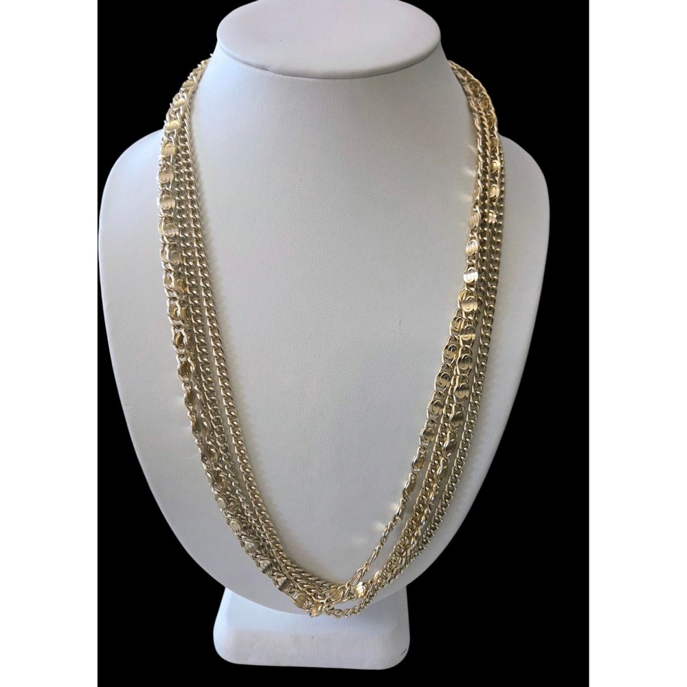 Vintage 60's Sarah Coventry GOLDEN CASCADE Multi-strand Gold Tone Chain Necklace